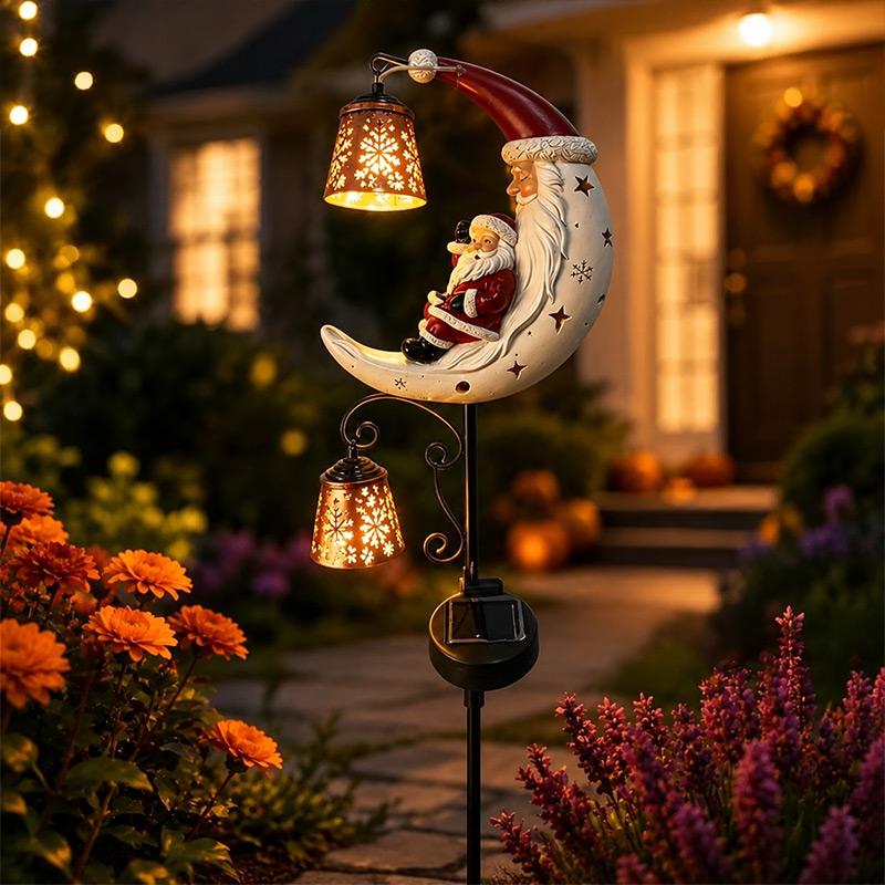 Solar Halloween Garden Stake Light Black Cat Moon Pumpkin LED Outdoor Yard Lawn Pathway Decorative Metal Art Spooky Party Decor