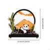 Panda Statue Quicksand Decor Dynamic Sand Sculpture Flowing Painting for Bookshelves Desktop