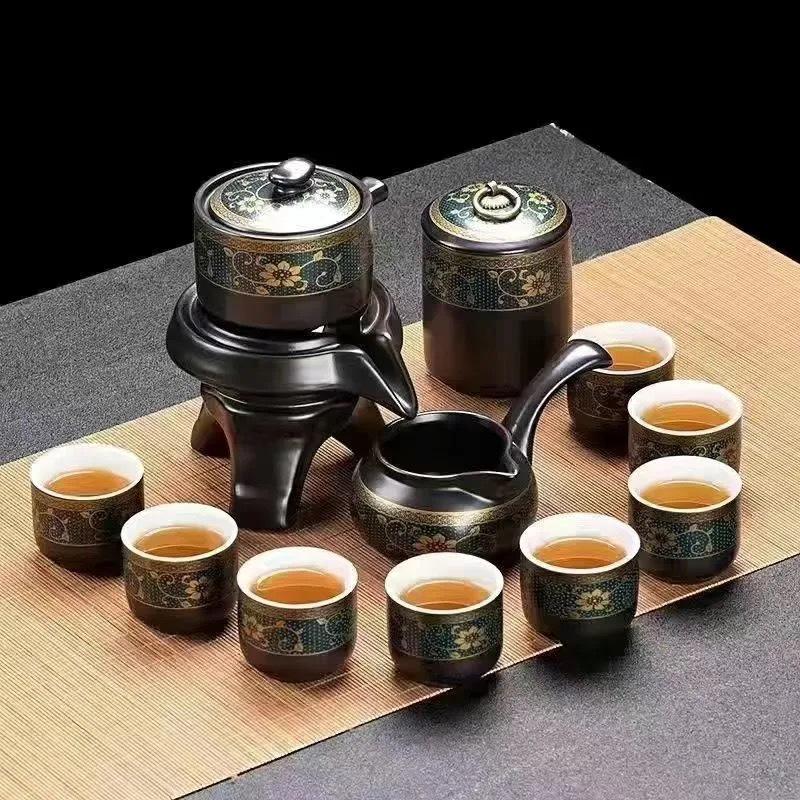 Automatic Ceramic Kung Fu Tea Set for Home: Teapot, Cups, Canister, Tray
