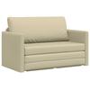 Cream Sofa Bed 124 X 71 X 78 Cm Faux Leather