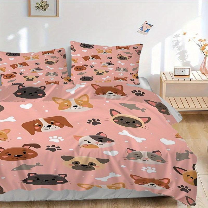 

3pcs Cute Animals Bedding Set, Suitable for Bedroom Decoration, (Includes 1 Duvet Cover And 2 Pillowcases, Quilt Not Included) yy250822153 135x200cm