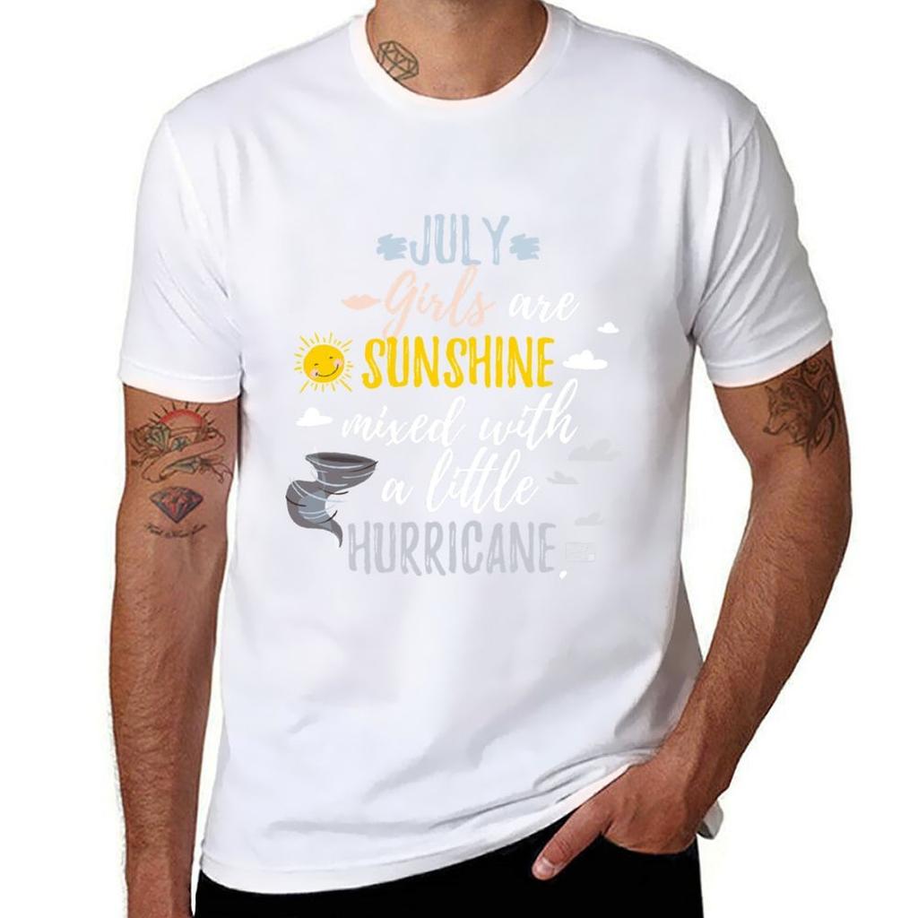 July Girls Sunshine And Hurricane Birth Month Tshirt Christmas Casual Tee Shirt