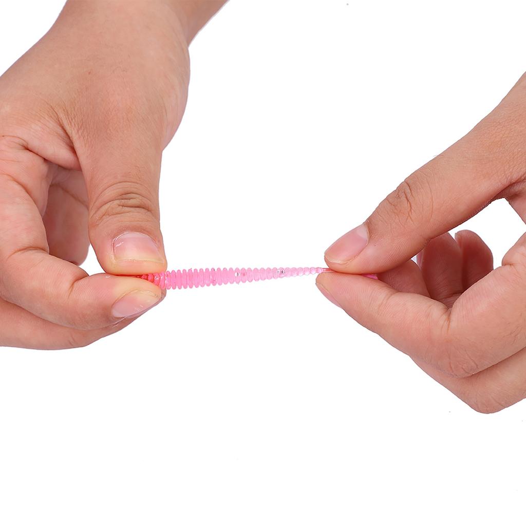 50PCS 5cm Soft Plastic Fishing Lures T tail Grub Worm Baits Fish Tackle Accessory Pink