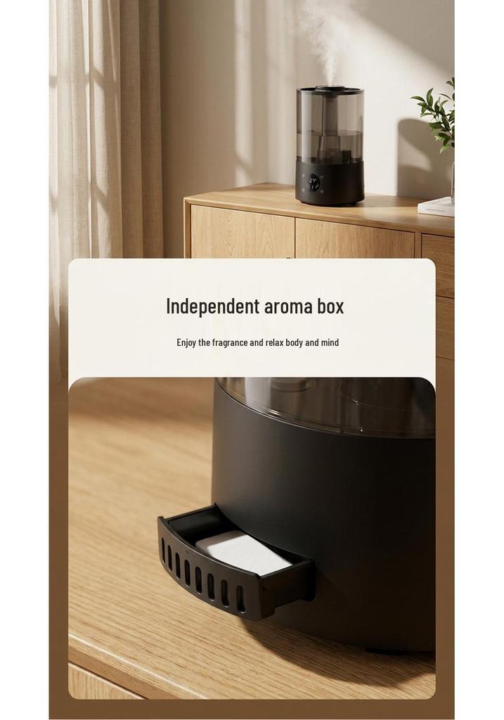Smart Black Desktop Humidifier: Large Mist, Water Timing, Aromatherapy, Clear Tank for Home Bedroom