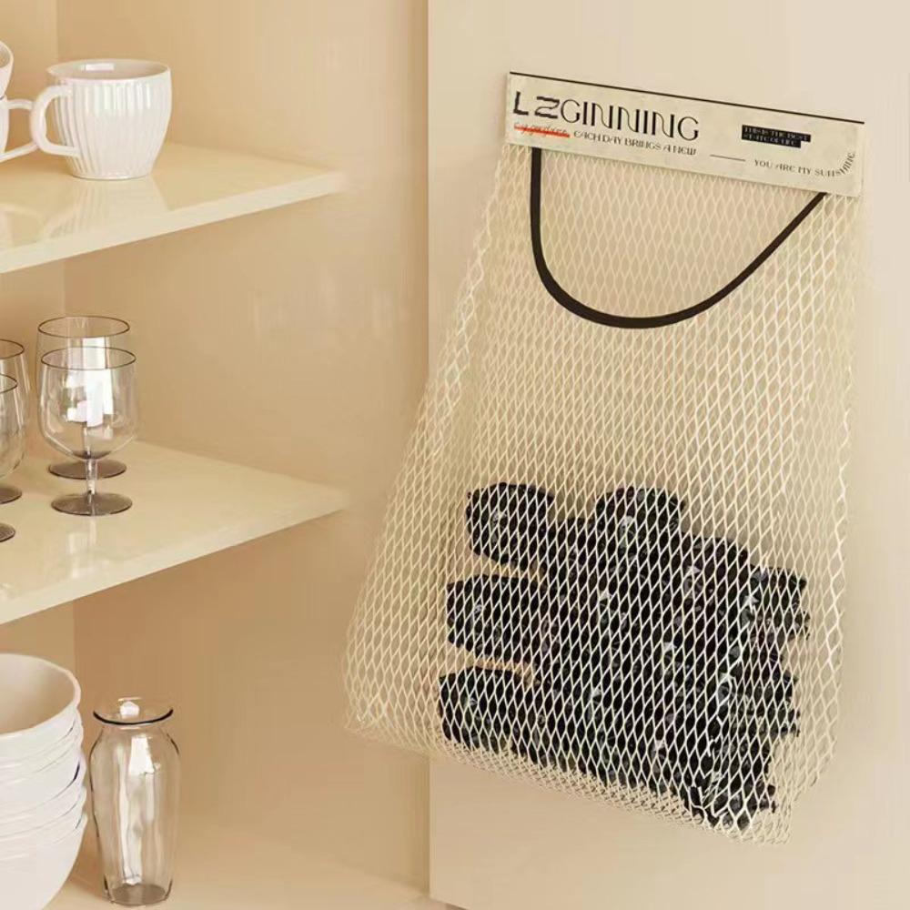 Reusable Kitchen Hanging Mesh Bag Polyester Storage Bag Kitchen Net Pocket