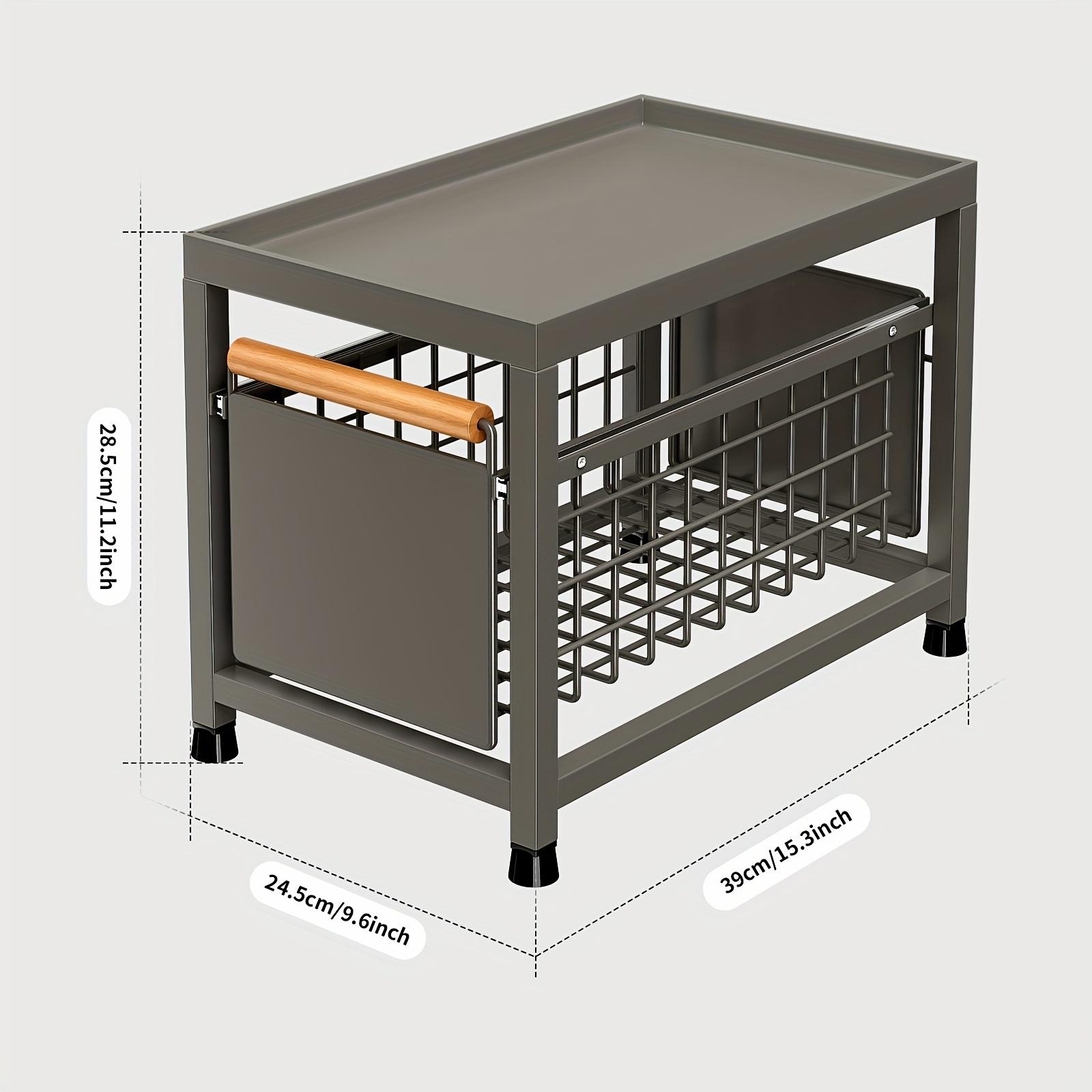 

Многофункциональный металлический органайзер для кухонного шкафа для закусок и ванных принадлежностей, выдвижной ящик для хранения, экономящий место 1 Tier серый