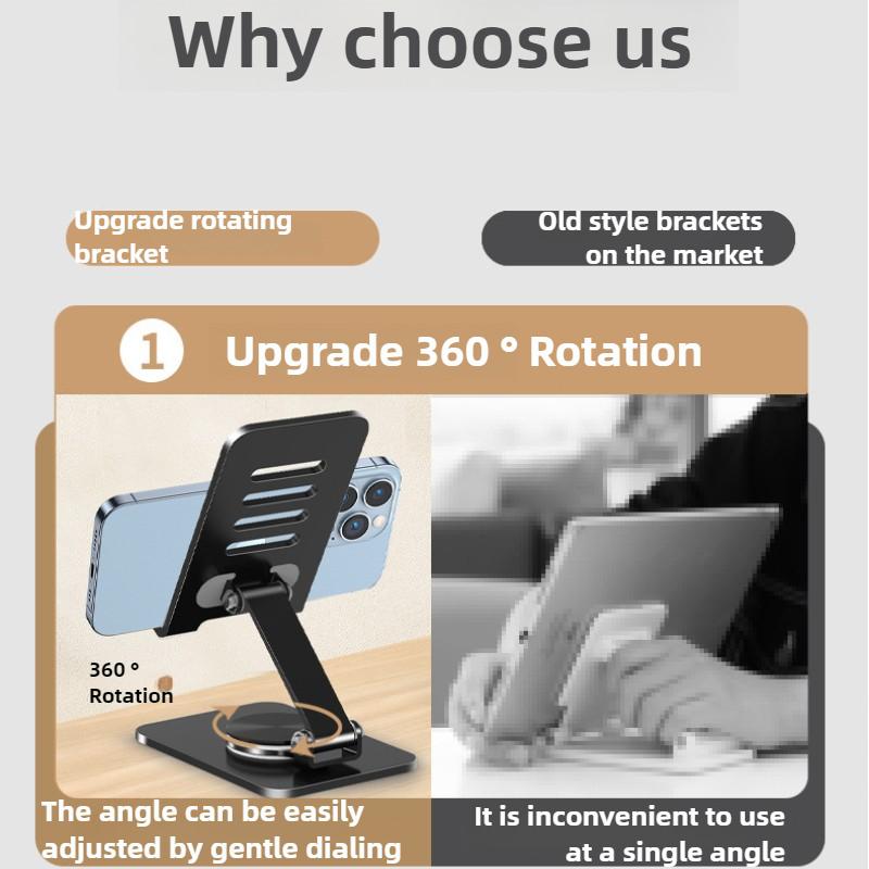 360° Rotating Mobile Phone Stand Desktop Vertical Folding Portable Painting Metal Mobile Phone Stand
