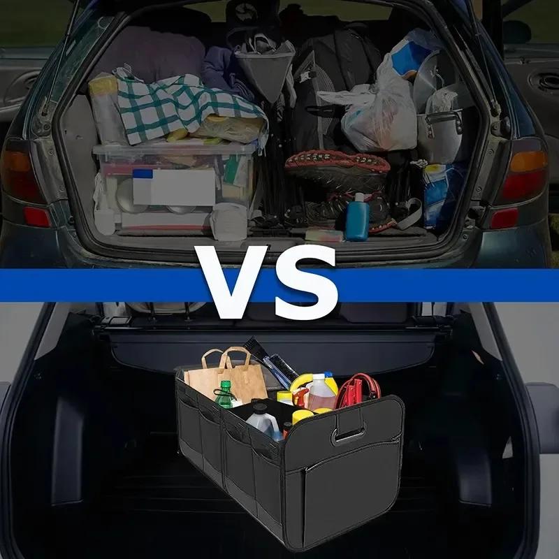 1PC Large capacity car storage box, foldable and multi compartment, with reinforced handles,suitable for camping,home,office use