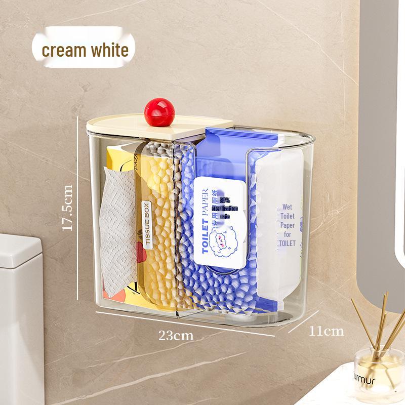 No-Punch Wall-Mounted Tissue Box: Bathroom, Kitchen, Toilet Towel and Wet Wipe Storage