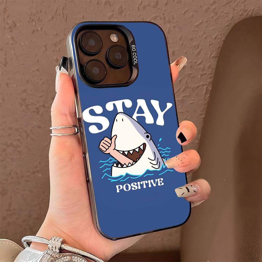 Shark Phone Case for iPhone 17 17Air 16 15 14 13 12 11 Pro Max Plus Colorful Silver