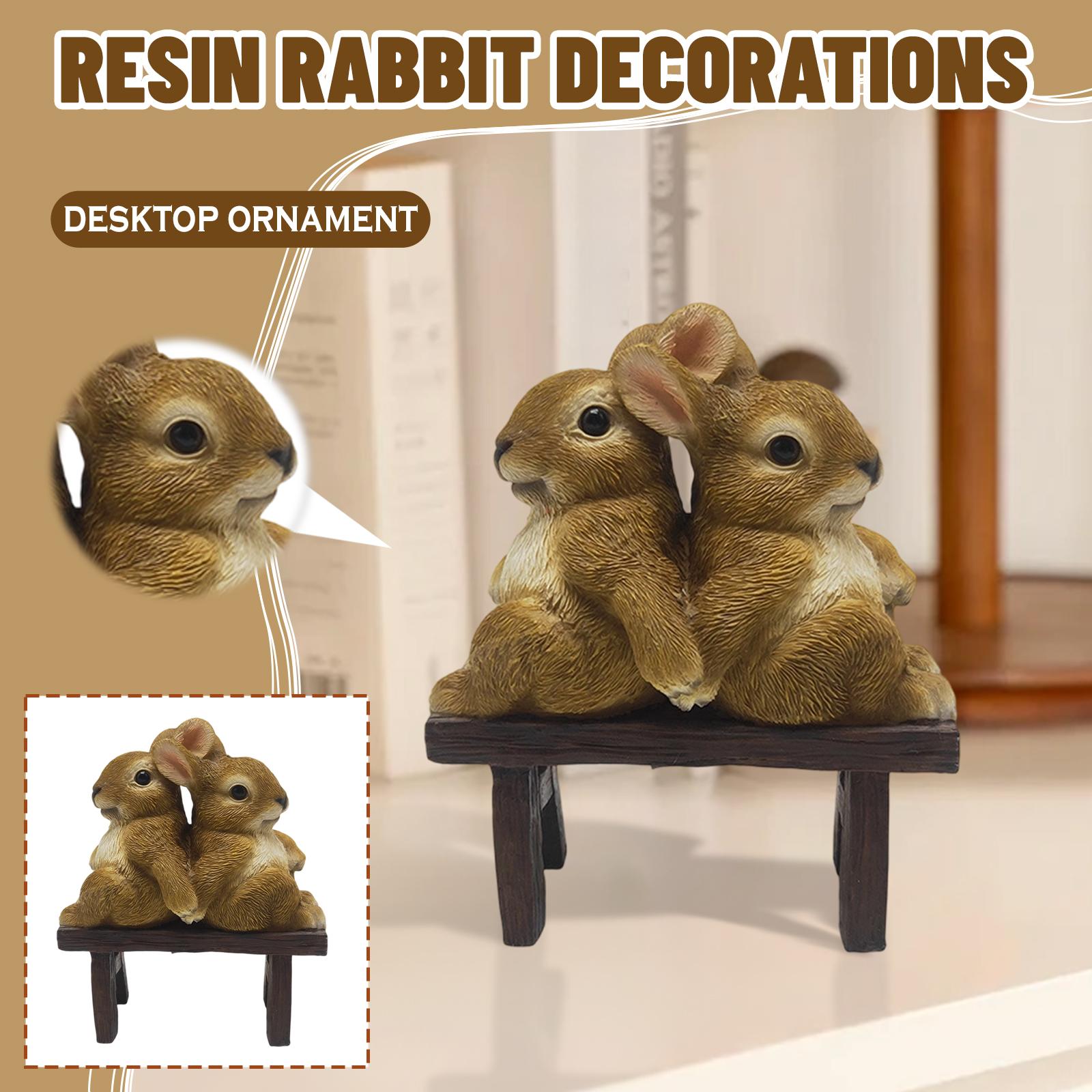 

Cute Bunny Figurine, Resin Bunny Decoration, Suitable For Home Desks, Wine Cabinets, Windowsills, Gardens, Balconies. One Size