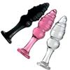 VaHppy Glass Pull Beads Anal Toys Fine Thread 3.5cm140g Black/Pink/Transparent with Base Sex Toys Anal Plug Masturbators SM BDSM