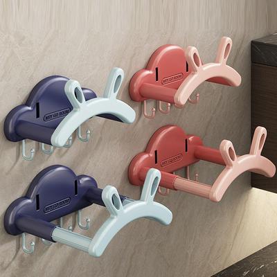 Telescopic Washbasin Rack New Wall Mounted Rabbit Ears Storage Rack Multifunctional No Punching Storage Shelf Household