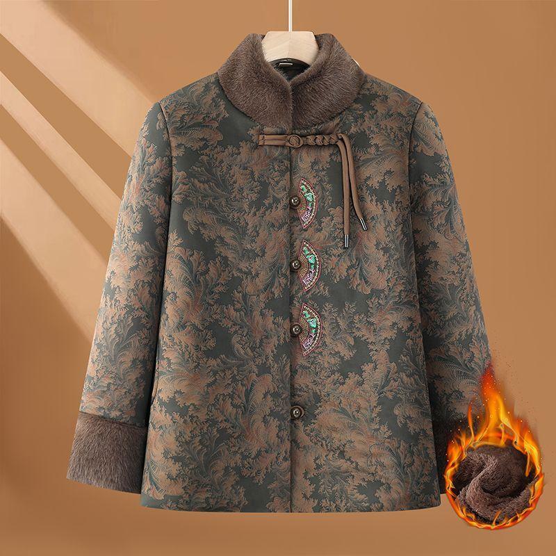 

Plus Velvet Thick Padded Jacket, Women s Padded Jacket, Warm Padded Jacket, Chinese Style Jacket XXXXXL зелений