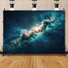 2D Deep Space Galaxy Backdrop, Teal Nebula and Starfield Decor