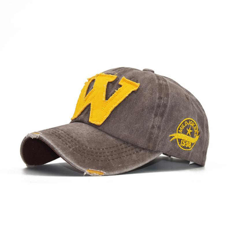 W Baseball Cap Snapback Hats Bone Casquette Hat Distresseded Wearing Fitted Hat For Men Custom Hats Embroidery Letter Print