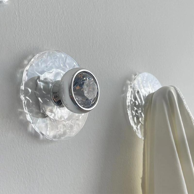 Acrylic Bathroom Crystal Transparent Hook Wall Clothes Hanger Door Handle Towel Key Jewelry Storage Hook Kitchen Accessories