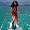 Women Gradient Mesh Two Piece Skirt Set Halter Cowl Neck Backless Bodycon Maxi Dress Vacation Beach Outfit Source Factory Wholesale