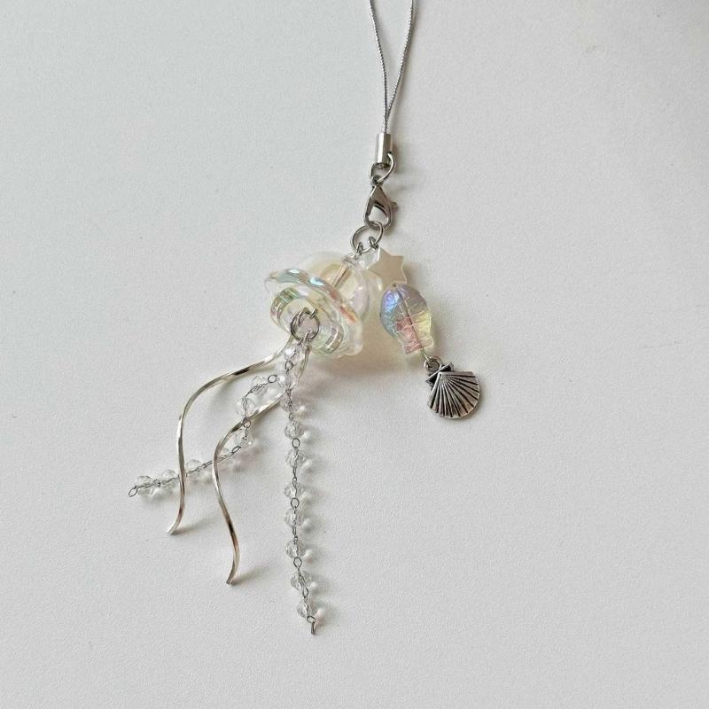 Jellyfish Phone Charm Keychain Pendant Phone Strap Acrylic Texture Phone Chain Suitable for Fashion Enthusiasts Present