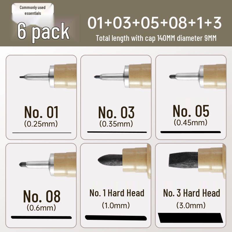 Black Outline Pen Set - Waterproof, Quick-Drying, Needle-Tip for Line Art