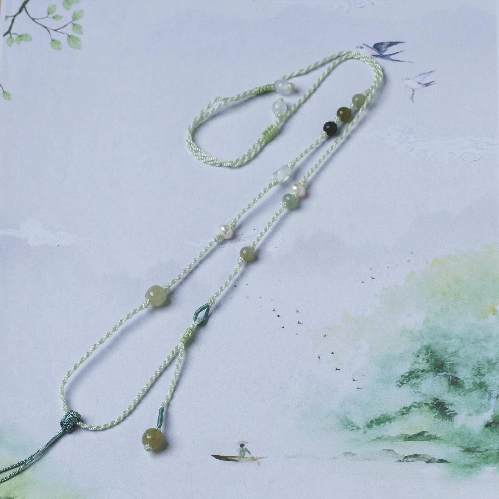 

Hand-Woven Jade Necklace with Pendant Lanyard and Jadeite Hetian Sweater Chain