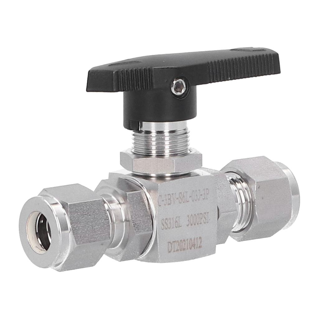 Ball Valve Straight Through 3 8in Thread Fluid Control Stainless Steel Pipe Fitting with Handle
