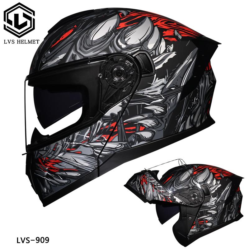 Motorcycle helmet, men's and women's all season universal flip face helmet, double mirror semi full coverage motorcycle, persona