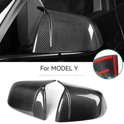 For Tesla Model Y 2019-2025 Rearview Mirror Cover ABS+Carbon Fiber Reversing Mirror Cover Car Modification Accessories