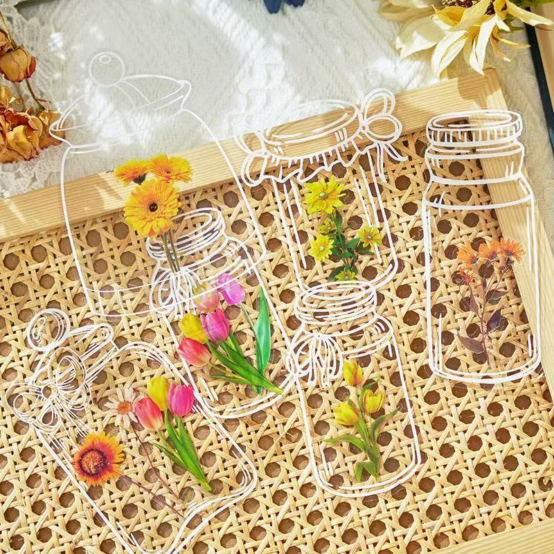 Office School Supplies PET Sticker Pack Flower Romance Series Creativ and Plant Handbook DIY Material Stickers 40 Sheets Kawai