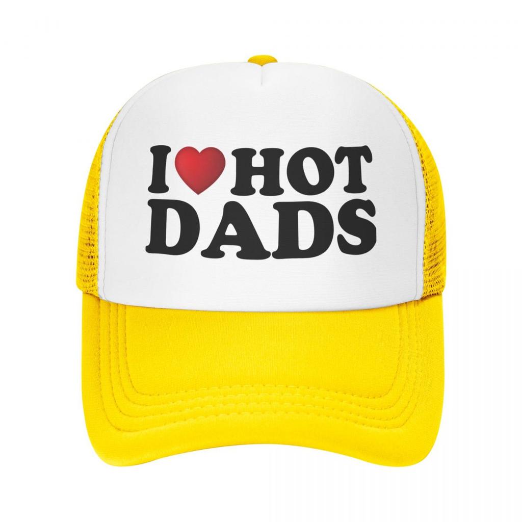 Fashion I Love Hot Dads Trucker Hat Unisex WoUnisex Personalized Adjustable Adult Baseball Cap Summer Hats Snapback Caps
