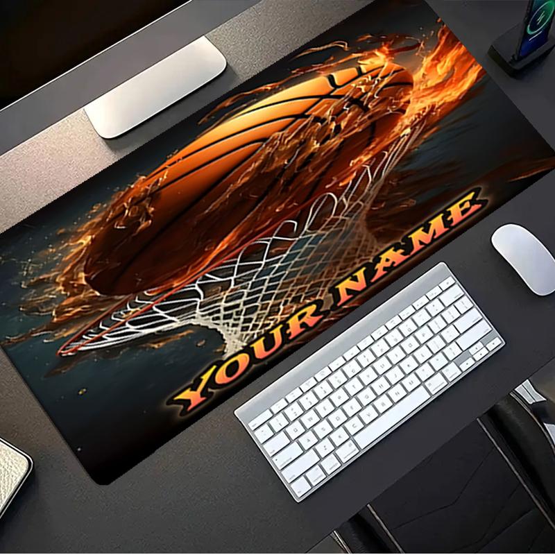1PC Custom Name Basketball Fire Hoop Artwork Mouse pad, keyboard and mouse desk pad, for computer notebook  Birthday Gift For Any Room Or Office
