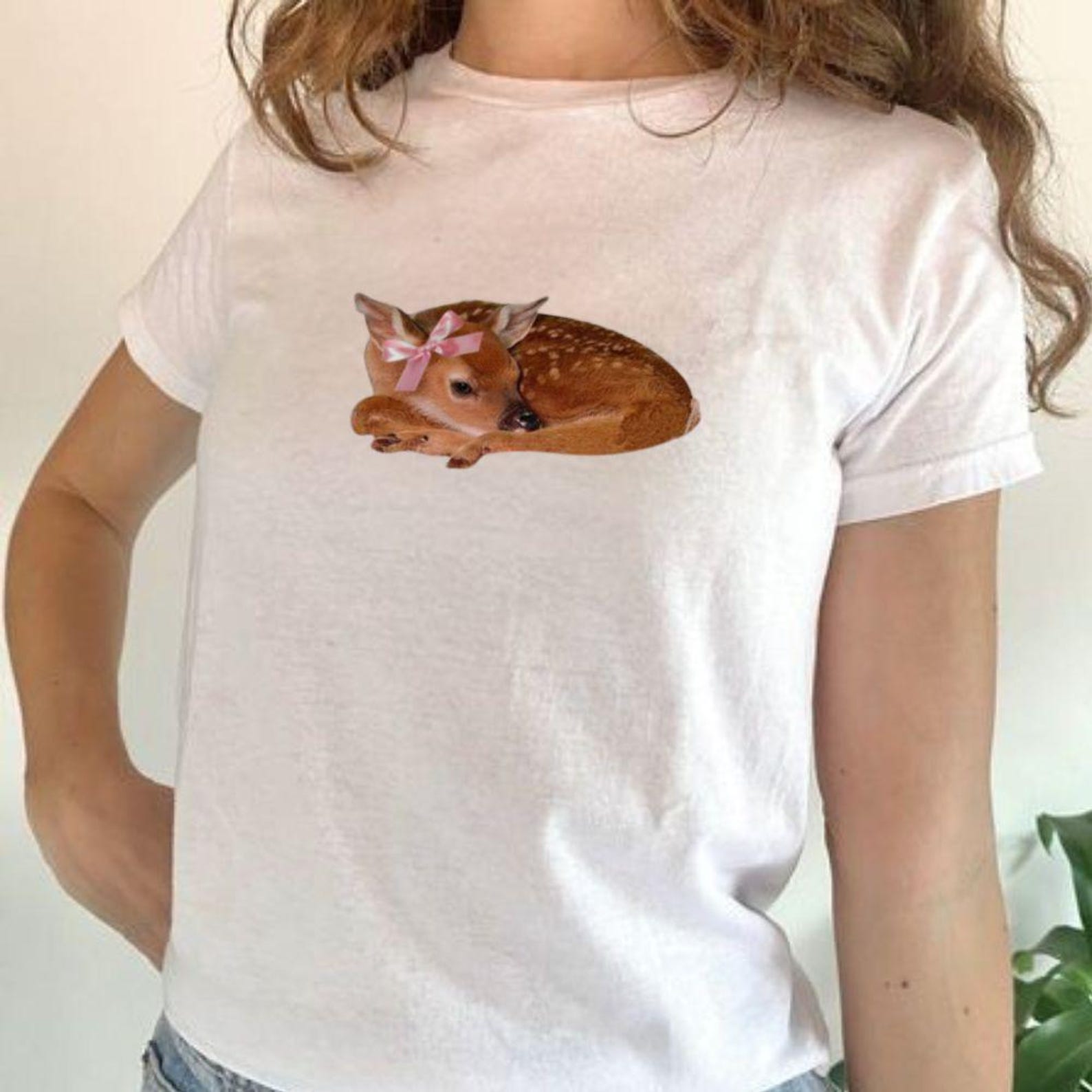 Deer Graphic Tee | Fawn Coquette Vintage Graphic TShirt | Y2K Retro Trendy Top L