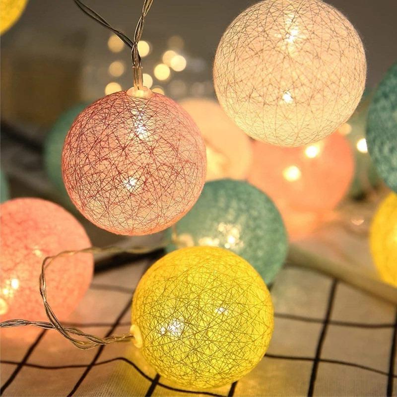 2,2 M 20 LED Baumwollkugel Lichterkette USB-Stecker Für Fenster Hochzeit Licht Party Haus Garten Schlafzimmer Innenwand Dekor