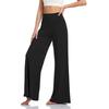 High Waisted Straight Leg Pull-On Pants with Elastic Waist and Pockets