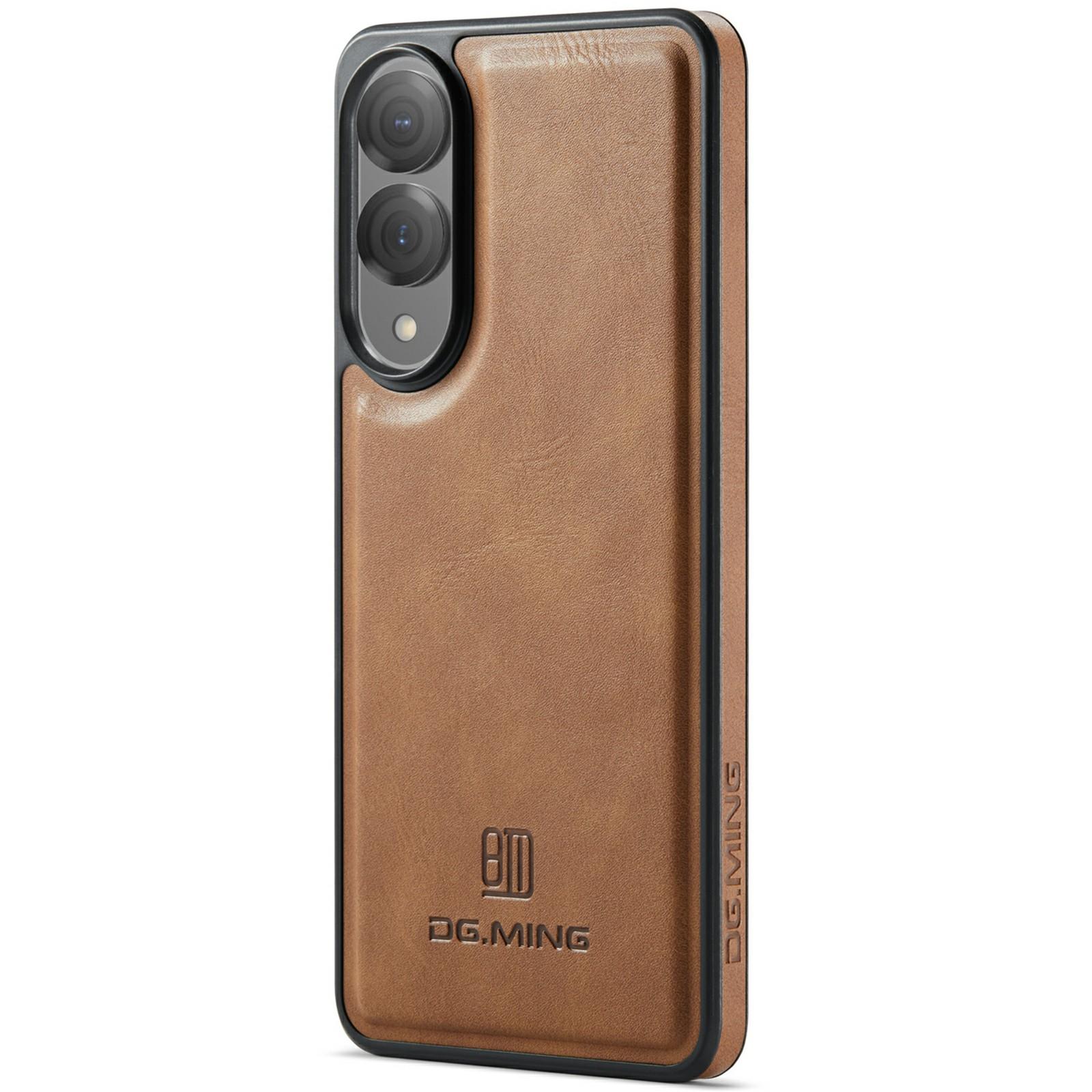 

DG.MING Чехол-накладка для Samsung Galaxy S25 Edge, противоударный, с кожаным покрытием, ПК+ТПУ, задняя крышка для телефона Brown