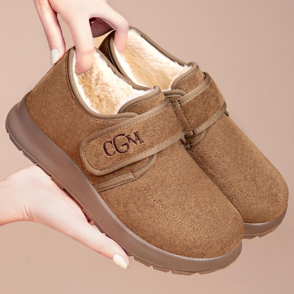 Shoes women's cotton shoes Velcro snow boots piled and thickened Boken shoes versatile short boots cold-proof and warm cotton boots