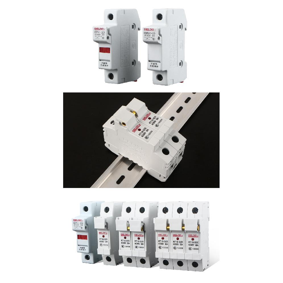 Delixi RT18-32X Holder Indicator Light Rail Mounted10×38mm Fuse Base Circuit Protection 500V AC Industrial Grade Electrical Fuse Relays 5