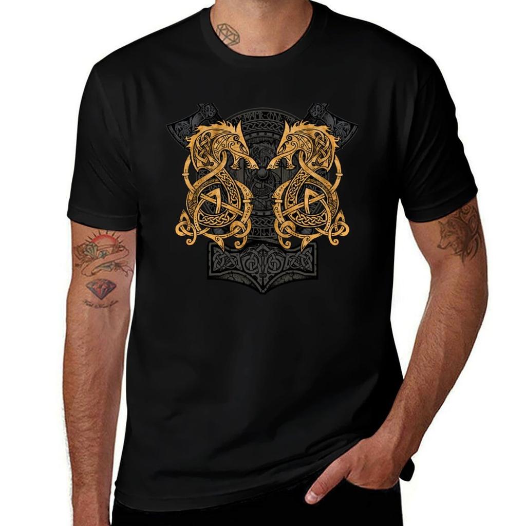 Fighting Fenrir Gold T-Shirt Arbeit Outdoor Kurzarm T-Shirt
