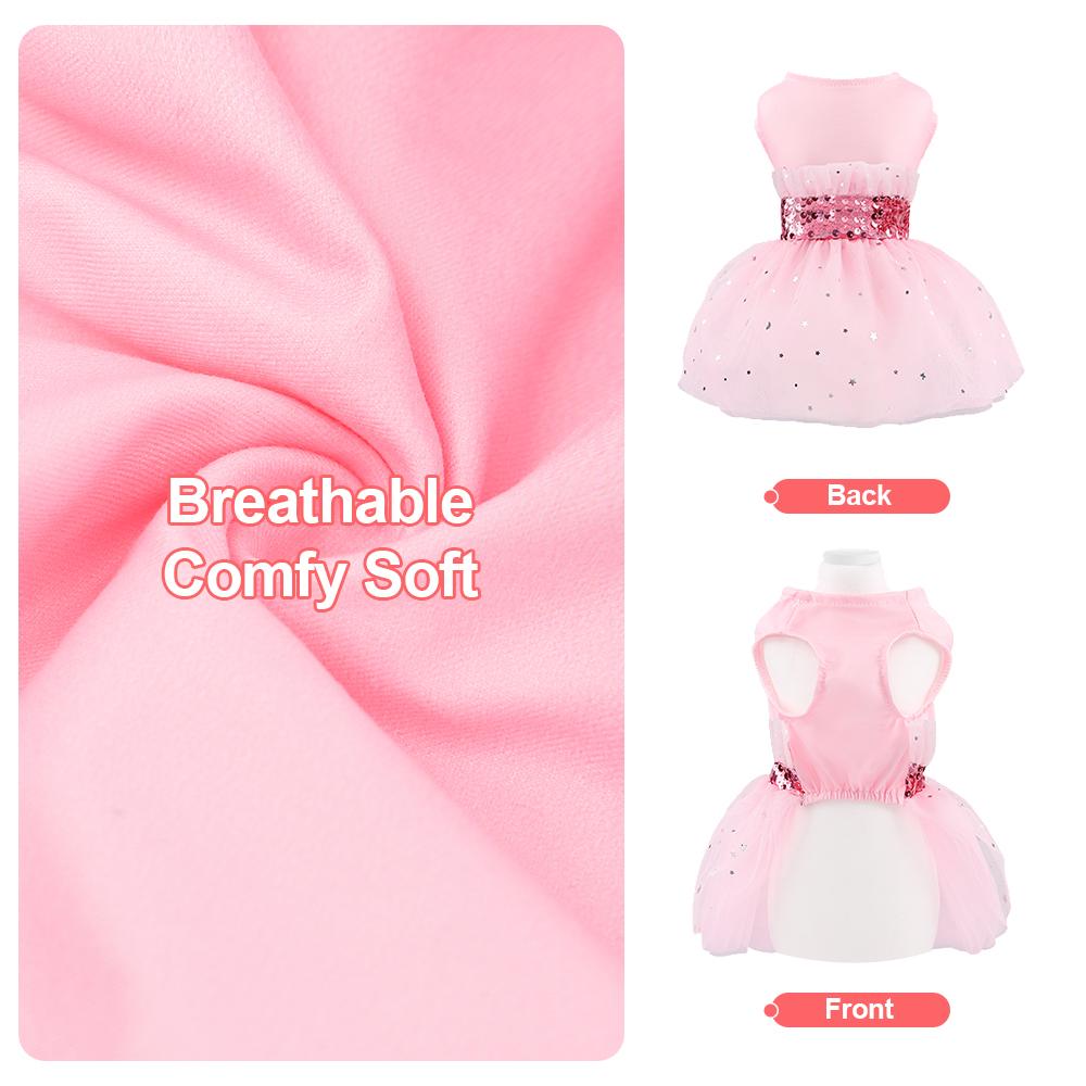 Pink Puppy Dog Dress Lovely Dog Blingbling Princess Skirt Sweet Pet Apparel Dogs Cat Tutu Dresses for Birthday Wedding Party