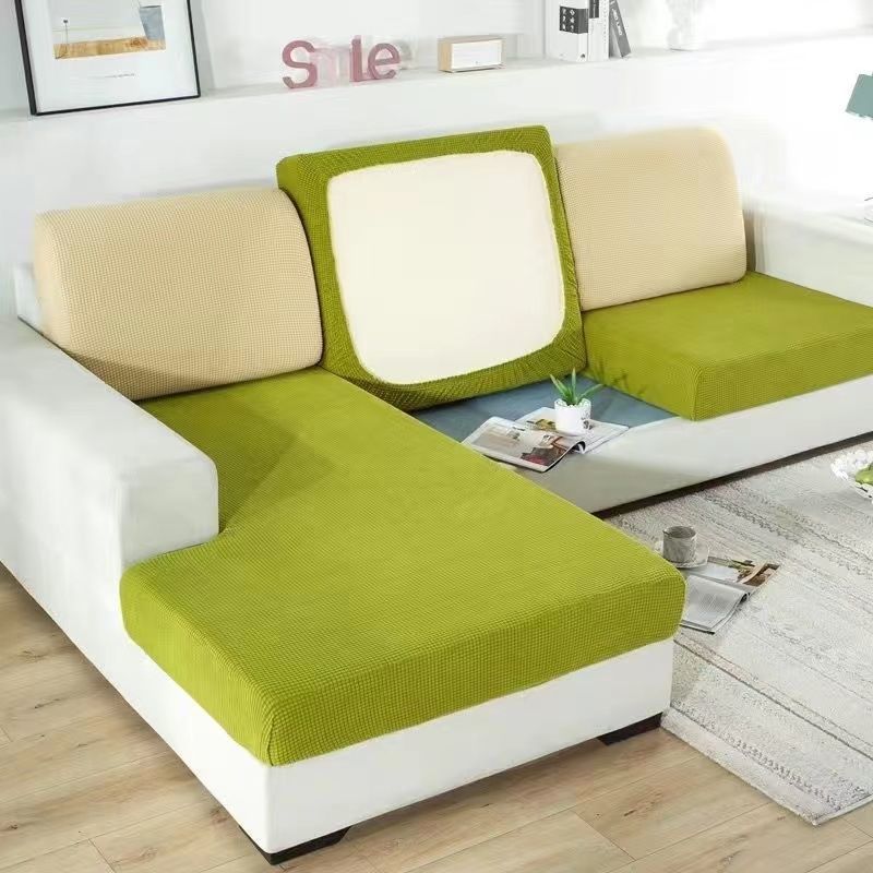 Чехол на сиденье дивана, толстый жаккардовый хлопок, мягкий эластичный чехол для дивана, защитный чехол для мебели enlarge size-1 светло-зеленый