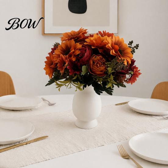Dekorative Kunstblumen für Wohnzimmer Sonnenblumen Künstliche Blumen, Realistischer Fake-Strauß Hochzeit Zuhause, Rustikal Wiederverwendbar Seidenblumen