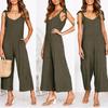 Women Jumpsuit V Neck Loose Fit All-match Tie Belt Design Strap Jumpsuit Streetwear