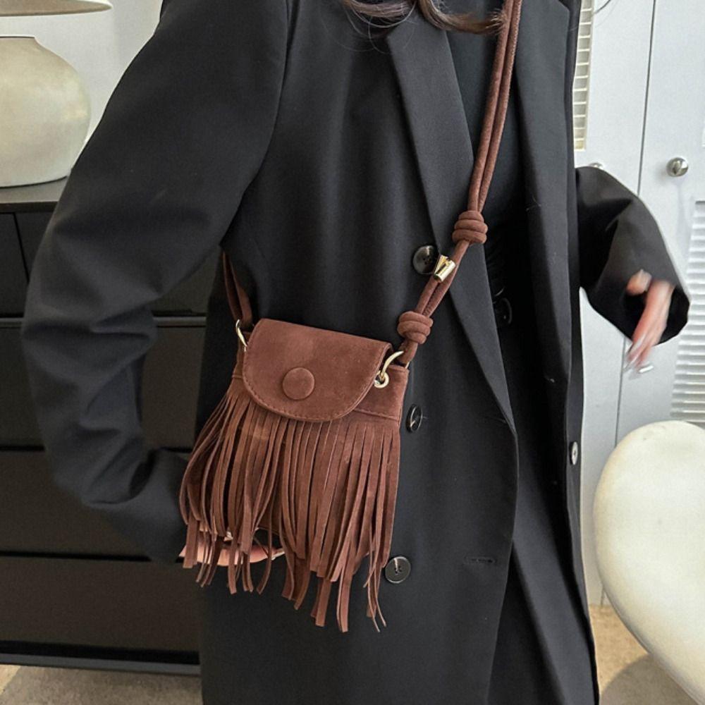 Retro Bohemian Fringed Crossbody Bag Nylon Tassel Shoulder Bag Bohemian Shoulder Bag  Messenger Bag