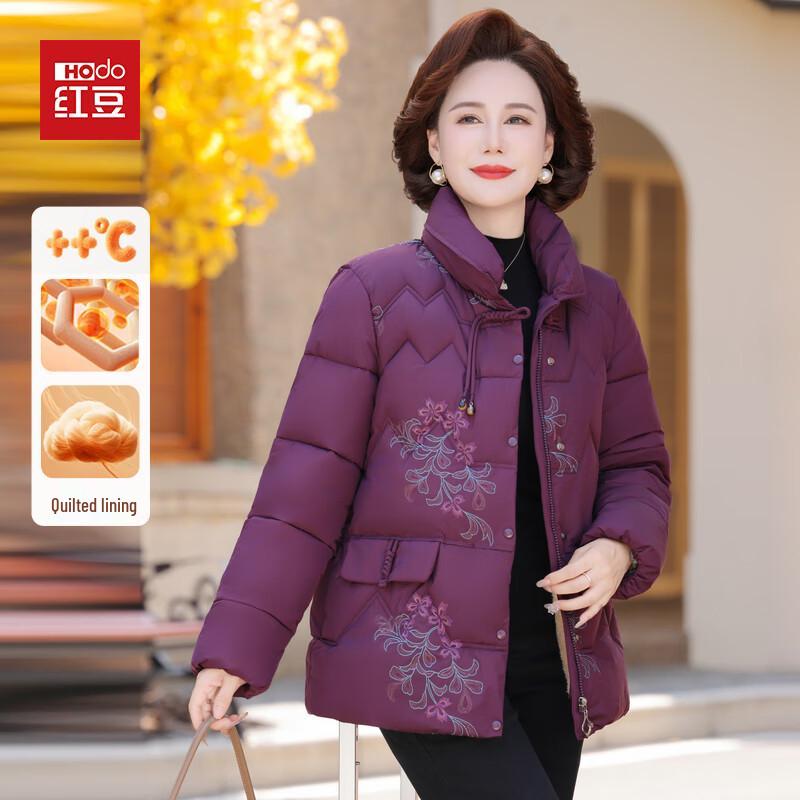 Hodo Mid-Aged Women's Embroidered Winter Cotton Jacket