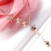 Exquisite Russian 585 Rose Gold Plated Shining Star Necklace Purple Gold Star Tassel Necklace Bead Set Chain