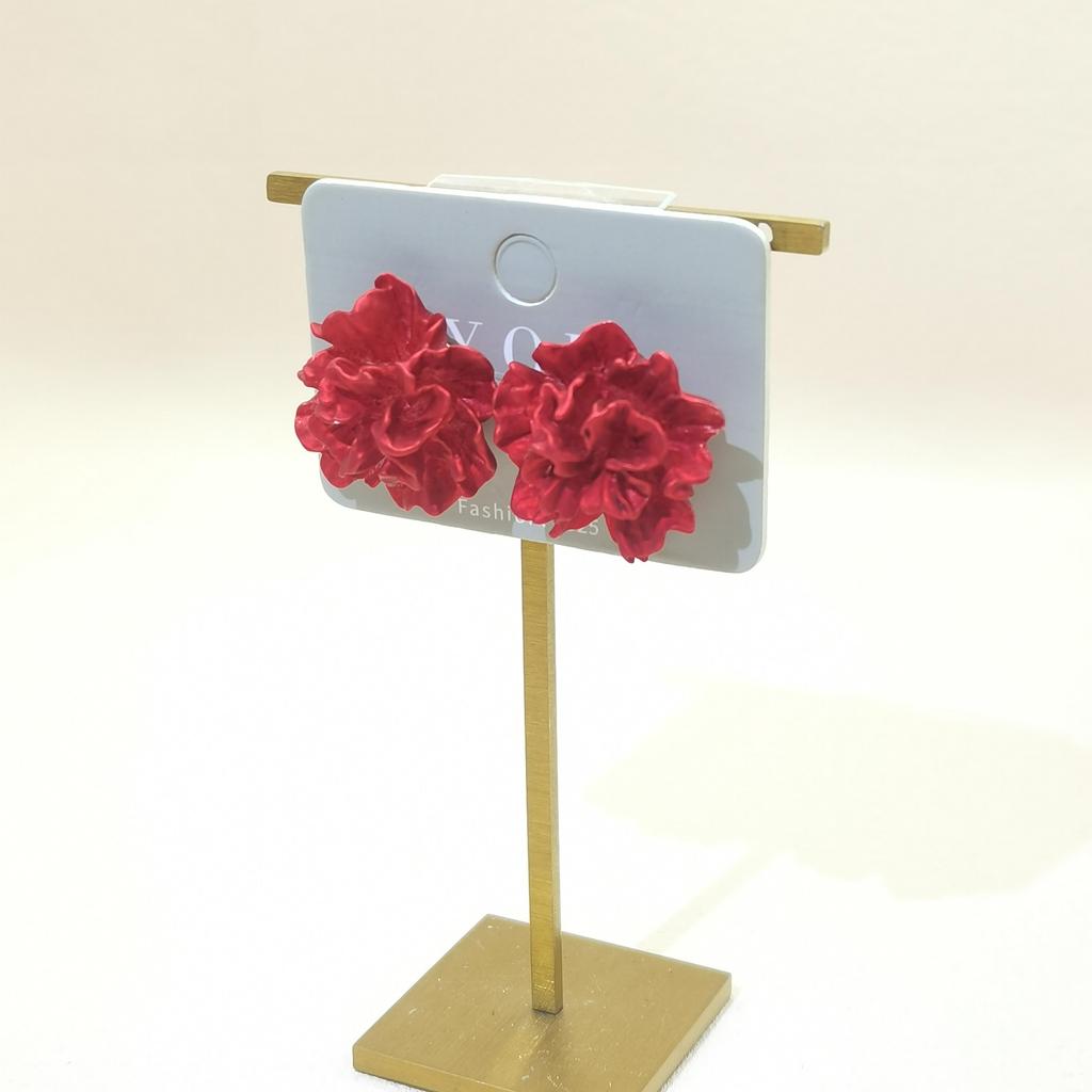 Czerwony Kwiat Damskie Kolczyki Sztyfty Składany Kwiatowy Unikalny Design Moda Koreańska Małe Kolczyki Bohemskie Akcesoria do Uszu brincos