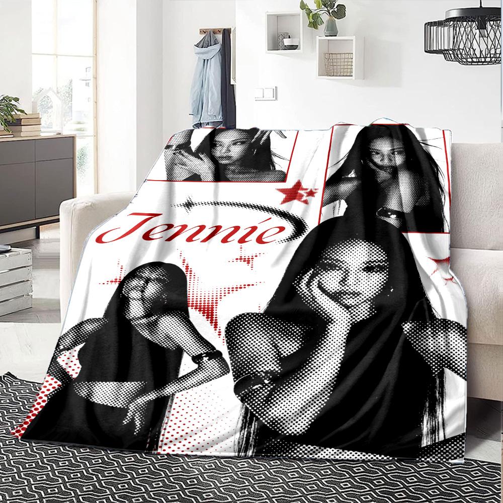 jennie Print Flannel Blanket High Quality Warm Comfortable Cover for All Seasons Perfect for Gifts Home Decor