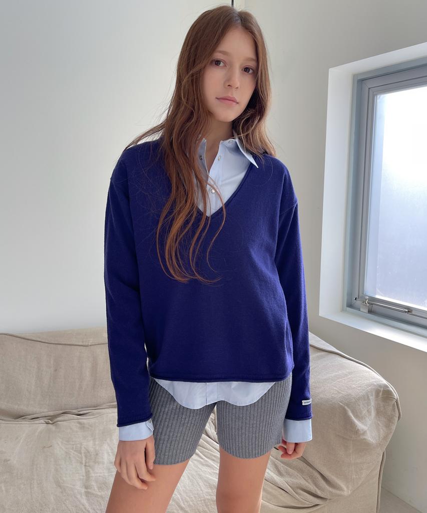 RAVEROUS Rolling Deep V-Neck Knit_Purple Navy