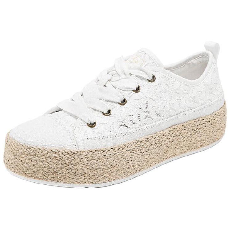 Skechers Bobs Sesame Comfortable Versatile Durable Low-Top Canvas Shoes Women Sneaker White 114008-OFWT