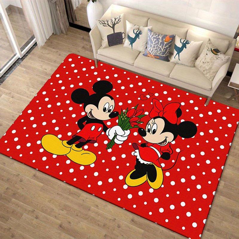 1ks Koberec s motivem Disney Mickey Mouse a Minnie, Kusový koberec, Protiskluzový koberec, Ručně pratelná podložka, Vhodný do obývacího pokoje, ložnice, Domácí dekorace